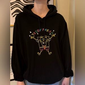 Teddy Fresh x SpongeBob Black Hoodie with embroidery